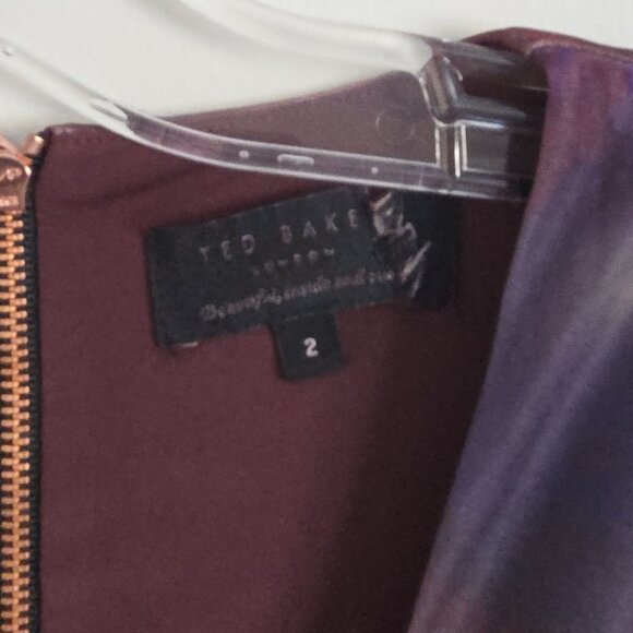 TED BAKER | MAKALA TWINKLE TREES PRINT TWIST FRONT DRESS  Sz 6 - Picture 6 of 7